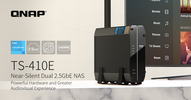 QNAP Launches the Ultra-silent Dual 2.5GbE NAS TS-410E for Noise-sensitive and Audiovisual Environments